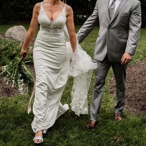 Romantic Sheer Mesh Beaded Wedding Dress